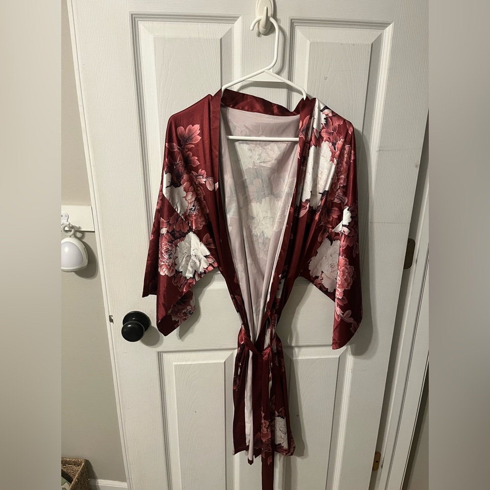 Silk floral robe